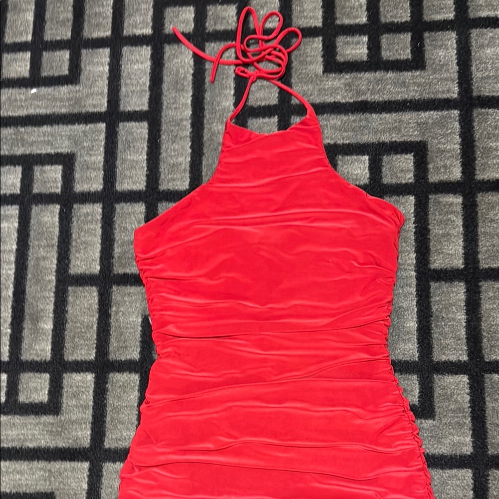 Elegant Red Halter Dress